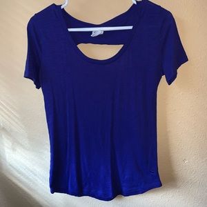 Blue open back shirt